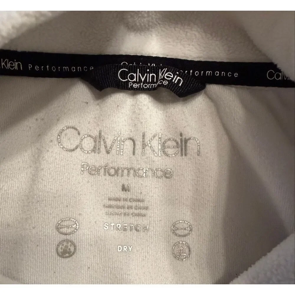 Calvin Klein Performance Cream Ivory High Neck Fleece Sweatshirt Women’s Size M
